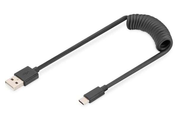 DIGITUS Spiralkabel USB-A->USB-C  1m U