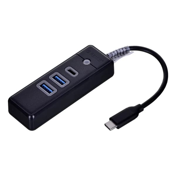 Orico Hub-adapter USB-C till 2x USB 3.0 + USB-C, 5 Gbps, 0,15m (Svart)