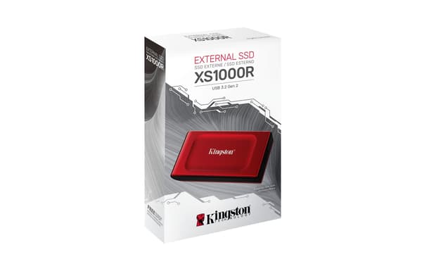 Kingston ekstern SSD XS1000 - 1 TB - USB 3.2 Gen 2 - rød/sort