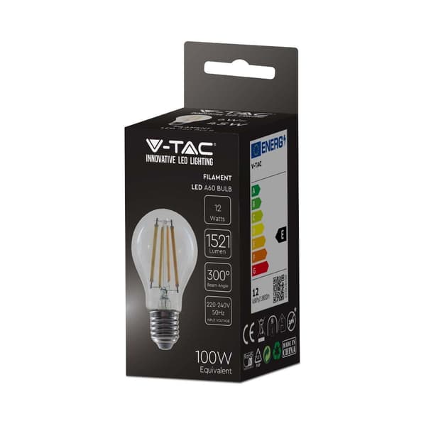 LED-filamenttilamppu 12W E27 A60 3000k 1521lm 300kpl. 217458