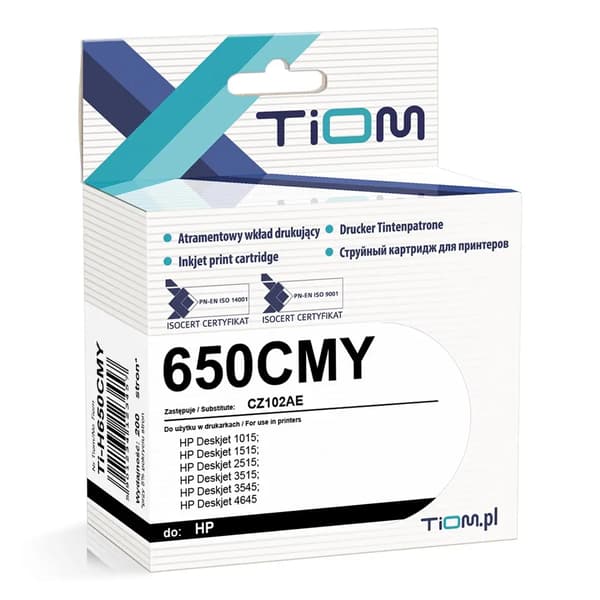 Tiom blækpatron Tiom til HP 650CMY | CZ102AE | 8ml | farve