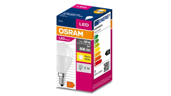 LED pære E14 7.5W/830 E14 VALUE CL P FR 60 ikke-dæmpbar 7.5W/830 4058075630390