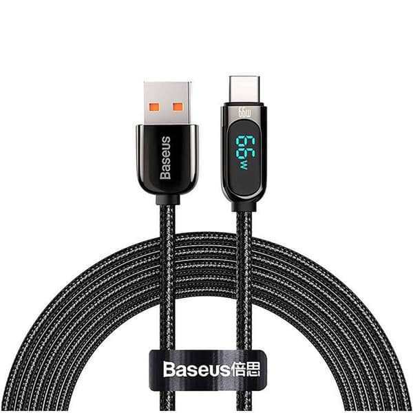 Baseus Display Fast Charging USB-C -kaapeli 66W 1m Musta