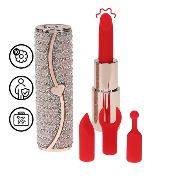Candy Lipstick Vibe Pink - Kompakt Model med 4 Tilbehørsdele, Kæde & Etui