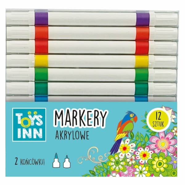 Akrylmarkører 2 ender 12 stk STNUX