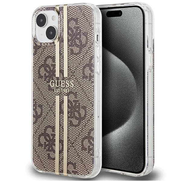 Originalt GUESS Hardcase GUHCP15MH4PSEGW til iPhone 15 Plus (4G Gold Stripe / brun)
