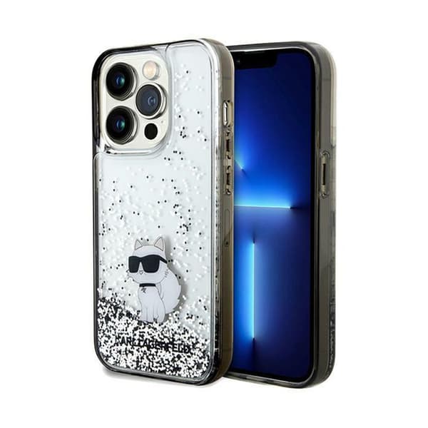 Originalt KARL LAGERFELD Hardcase KLHCP14LLKCNSK til iPhone 14 Pro (Liquid Glitter C / transparent)