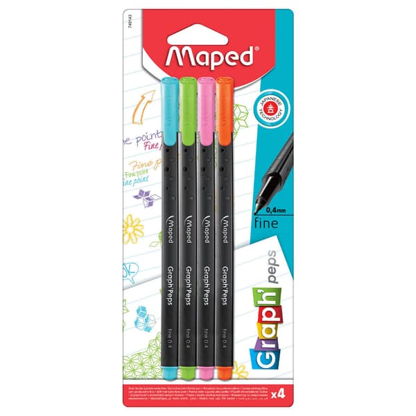 Maped Graph'Peps 0,4 mm fineliner 4 farver