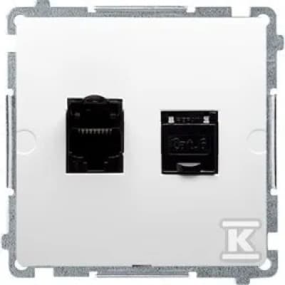 Kontakt-Simon Datakontakt dubbel BASIC MODUL 2xRJ45 kat.6 med svart vit - BM62.01/11