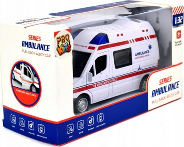 Metalliauto - ambulanssi 15cm