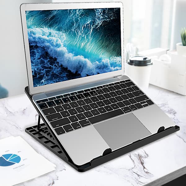 Bärbar datorställ ART P14 ABS+stål 11,5/28/25cm, justerbar höjd