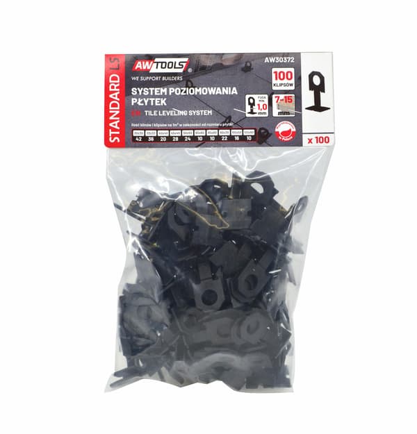 AWTOOLS FLISENIVELERINGSSYSTEM STANDARD 1,0mm - 7-5mm - KLIPS 100stk