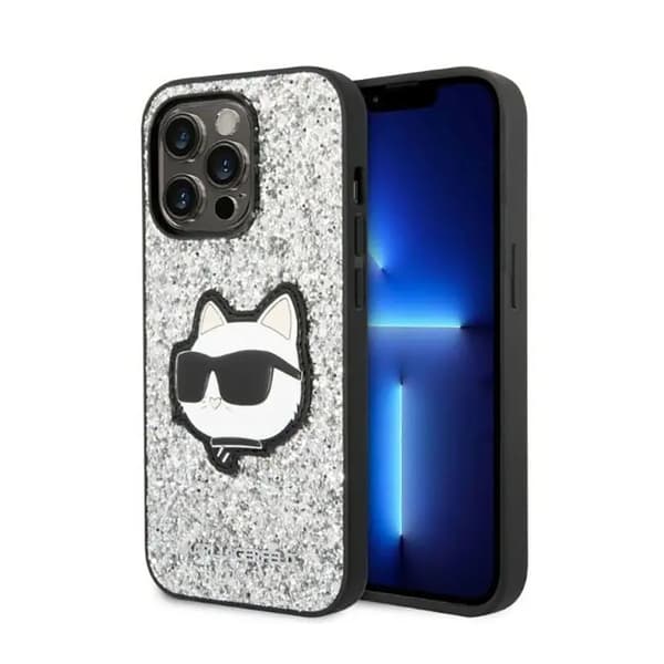 Karl Lagerfeld KLHCP14XG2CPS iPhone 14 Pro Max 6,7\" Silver/Silver Hardcase Glitter Choupette Patch