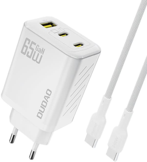 Dudao A29C 65W GaN -seinälaturi + USB-C-kaapeli - Valkoinen