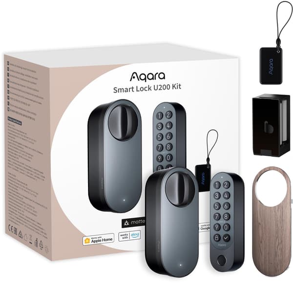 Aqara Smart Lock U200 Kit Svart | Smart dörrlås | HomeKit, Thread, Bluetooth 5.1, NFC