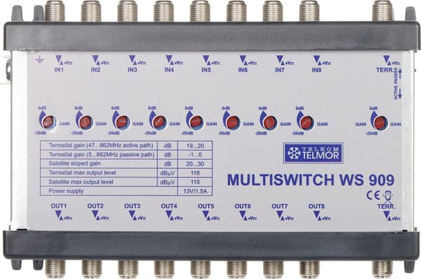 MULTISWITCH BUSSFÖRSTÄRKARE WS-909 9 INGÅNGAR/ 9 UTGÅNGAR TELMOR