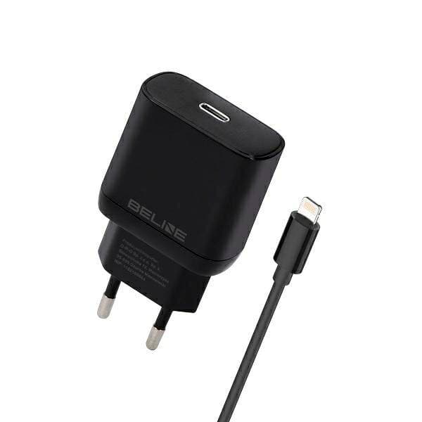 Beline Strømforsyning 1x USB-C 30W + Lightning-kabel sort PD 3.0 BLNCB30L GaN
