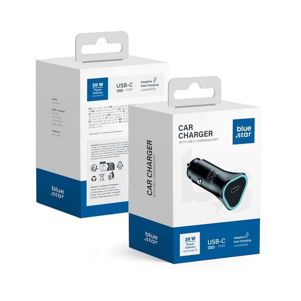 Blue Star 20W (PD, QC 3.0, AFC) autolaturi USB C -liitännällä