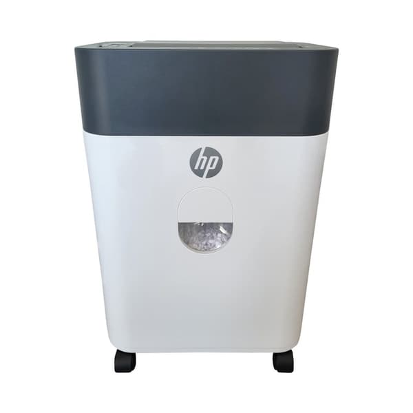 HP ONESHRED Auto 100CC Dokumentförstörare, vit och grå