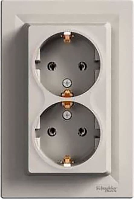 Schneider Electric ASFORA Kaksoispistorasia SCHUKO messinki (EPH9900169)