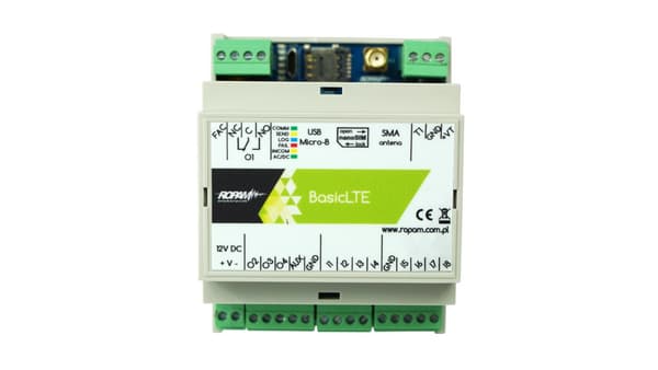 Kommunikationsmodul LTE 4G/2G, 12VDC, 8 indgange, 4 udgange, DIN 4M-kabinet, BasiClte-D4M