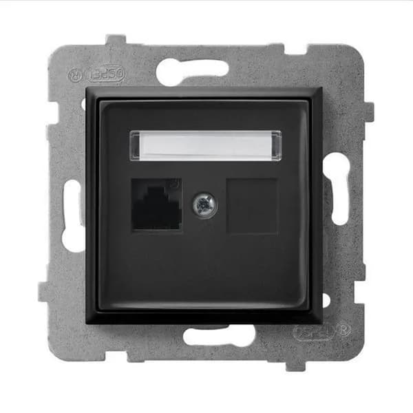 Ospel ARIA Computerstik enkelt, kat. 5e MMC sort metallic GPK-1U/K/M/33