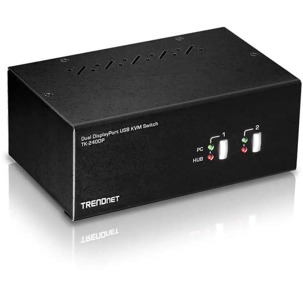 TRENDnet 2-portars KVM-switch för dubbla skärmar med DisplayPort