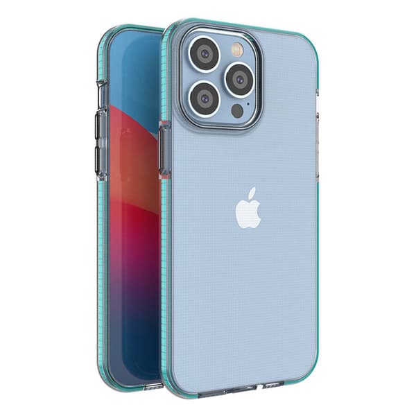 Spring Case iPhone 14 Pro Max -silikonikuori kehyksellä, vaaleansininen
