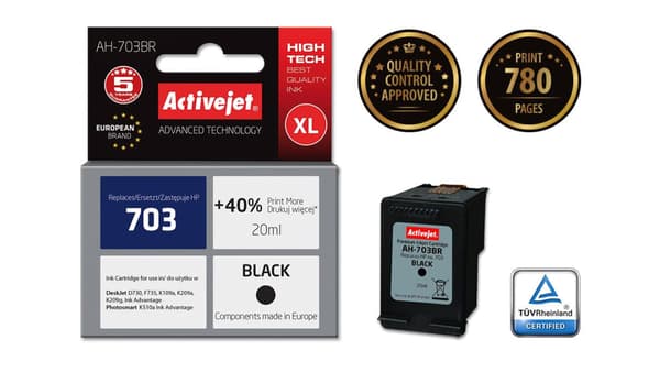 Activejet AH-703BR (korvaa HP 703 CD887AE; Premium; 20 ml; musta)