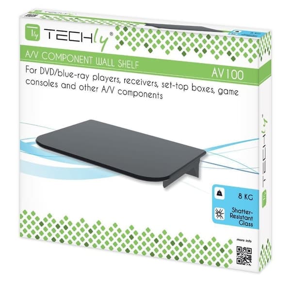 Techly ICA-DRS 504 AV-laitteiden teline Musta Lasi