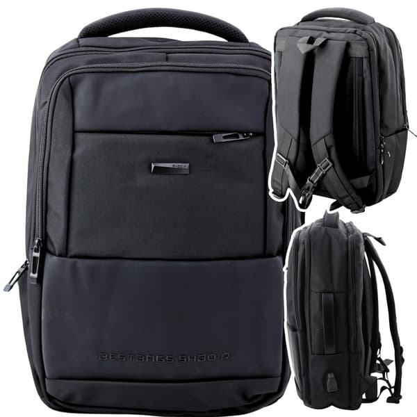 Kaupunkireppu USB-rintaremmillä Musta 26L 45cm