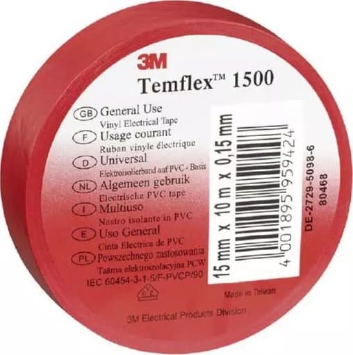 3M Isoleringstejp 3M Temflex 1500 DE272951166 19mmx20m röd