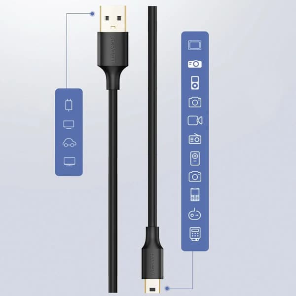 Ugreen Kabel USB - Mini USB 480 Mbps Kabel 1,5 m sort (US132 10385)