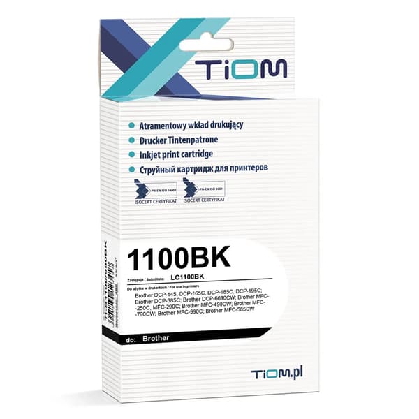 Tiom blækpatron Tiom til Brother LC1100BK | DCP145/165C/185C/MFC250C I sort