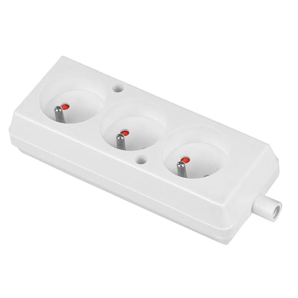 KOLMOISPISTORASIA 16A 250V IRROTETTAVA U-LIITÄNNÄLLÄ VALKOINEN