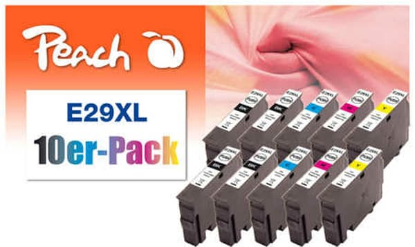 Peach 0F319987 blækpatron 10 stk Sort, Blå, Magenta, Gul