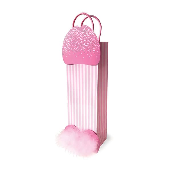 Candyprints Høj Nyhedsgavepose med Glitter og Fjer, Pink