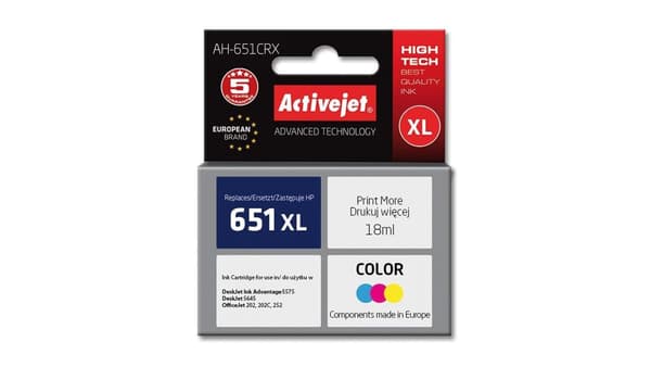 Activejet AH-651CRX (erstatning for HP 651 C2P11AE; Premium; 18 ml; farve)