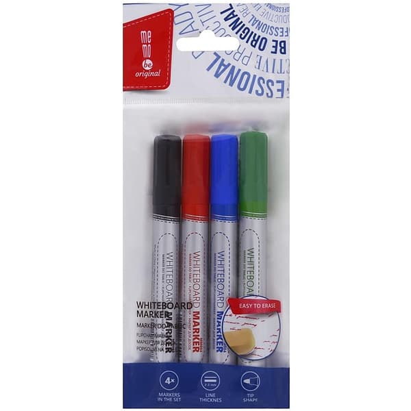 MemoBe MM004 whiteboardpennor 4 färger