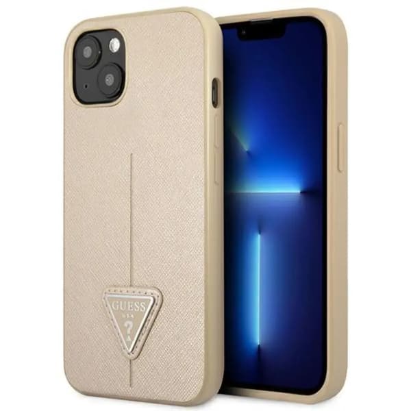 Guess GUHCP14MPSATLE iPhone 14 Plus 6.7\" beige/beige Hardcase SaffianoTriangle Logo