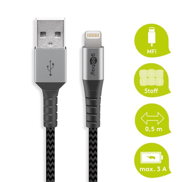 Goobay USB-A USB-kabel - Lightning 1 m Grå (49268)