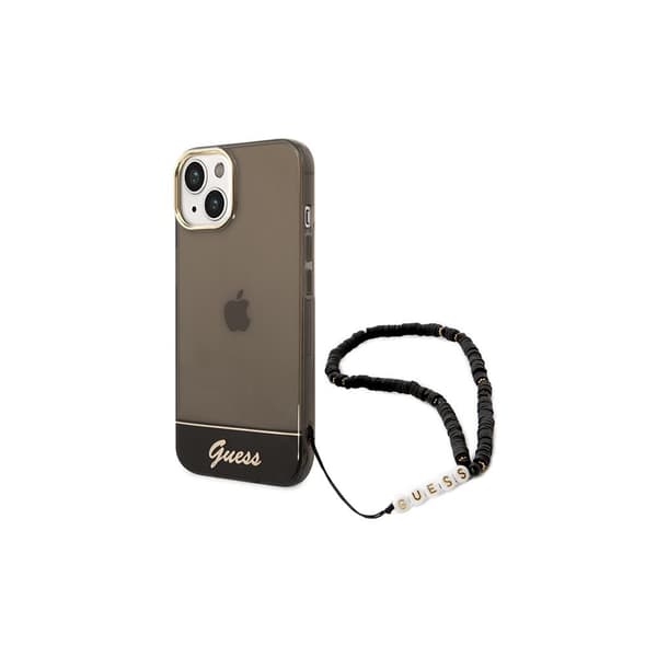 Original GUESS Hardcase GUHCP14XHGCOHK för iPhone 14 PRO MAX (IML Electro Cam w. Strap Translucent / svart)