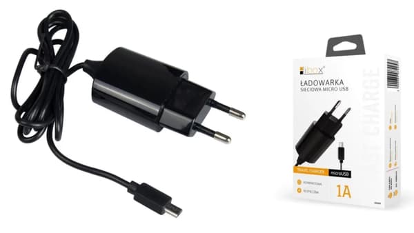 1A netværksoplader LIBOX LB0089 sort med microUSB-kabel