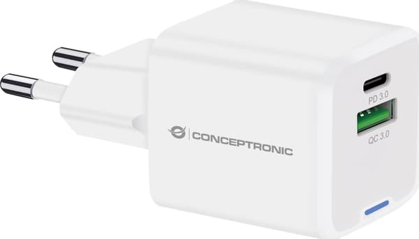 Oplader Conceptronic CONCEPTRONIC Ladegerät 2Port 20W,1xUSB-C,1xUSB-A 1.5m ws