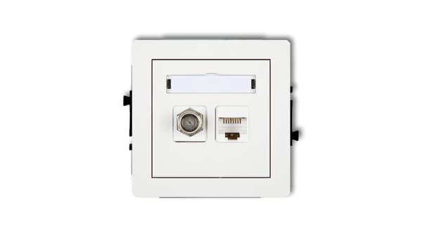 Karlik Antennuttag enkel SAT + enkel datoruttag 1xRJ45 vit (DGFK)