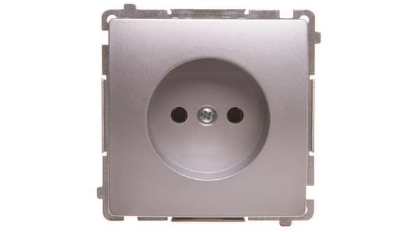 Kontakt-Simon Basic enkeluttag utan jord 16A silver matt (BMG1.01/43)