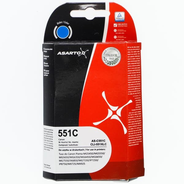 Bläckpatron Asarto Canon CLI551 IP7250/8750/6850/5450