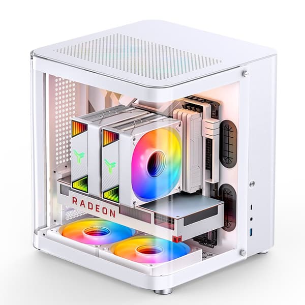 Jonsbo TK-1 2.0 Micro-ATX-chassi, härdat glas - vit
