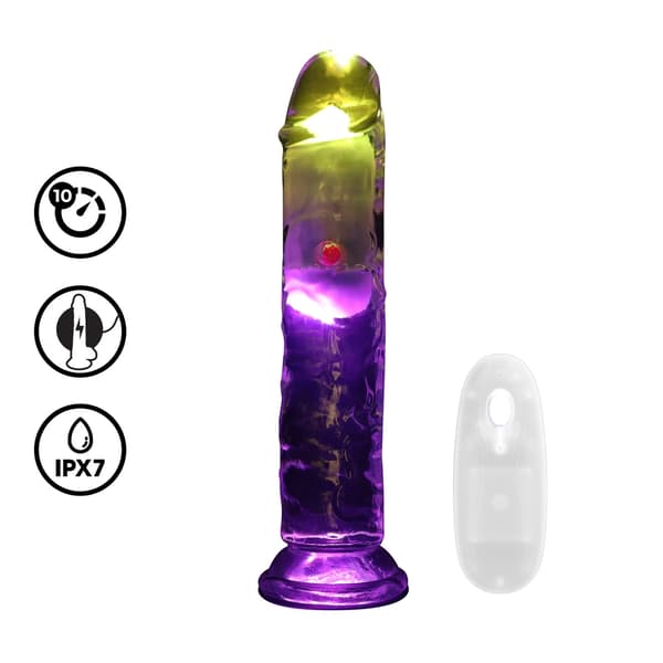 RealRock LED Vibrerende Intimmaskine 18 cm Transparent Model