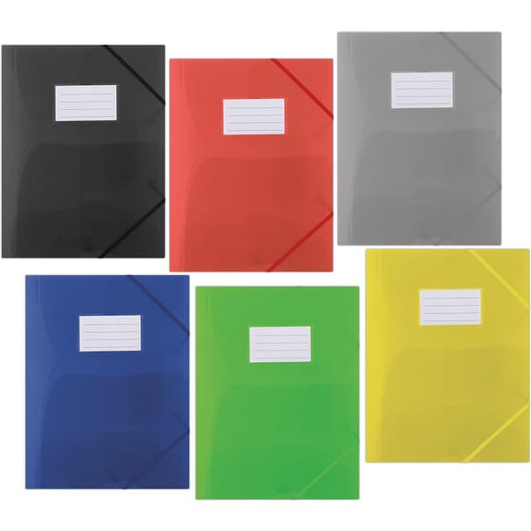 Donau Mapp med suddgummi DONAU, PP, A4, 480mikr., 3-pack, gul transparent grön